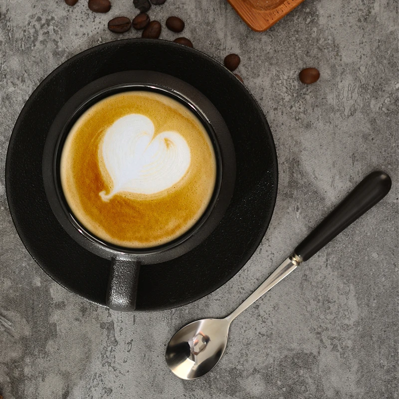 Элегантный творческий керамический кофе Кубок красивые китайские черный блюдце керамические чашки в японском Ретро Керамика Кофе кружки, чашки 3DMKJ01