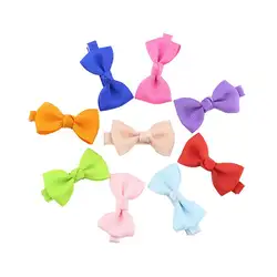 5 шт./компл. Твердый Grosgrain ленты Hairbows крокодил заколки для девочек Дети лук заколки