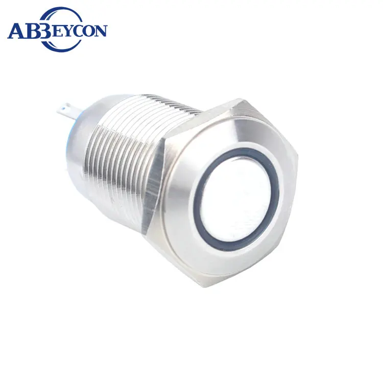 

16mm IP65 Flat Head Latching 2NO2NC O-Ring Led Illuminated Light Metal Shell Pin Solder Terminal Push Button Waterproof Switch