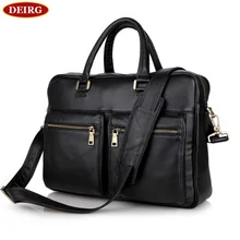 Genuine Leather Cowhide Men BriefcaseMultifunctional Business Handbag Shoulder Sling Bag Fit For 15 Inch Laptop PR577270