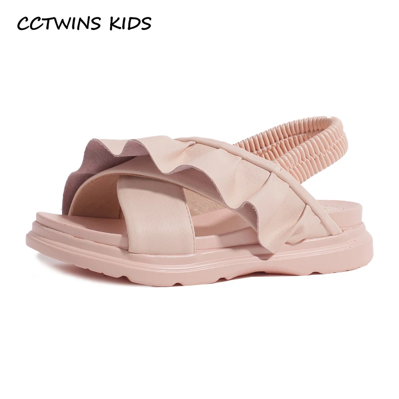 

CCTWINS Kids Shoes 2019 Summer Girls Fashion Princess Ruffles Sandals Children Beach Flats Toddler Baby Barefoot Shoes BS194