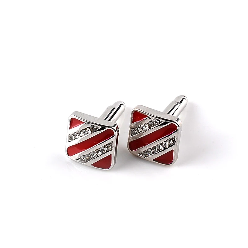 

Stripe Enamel Cufflinks For Mens Birthday Wedding Rhinestone Triangle Cuff Links black red Cufflink women Valentine's Day gift