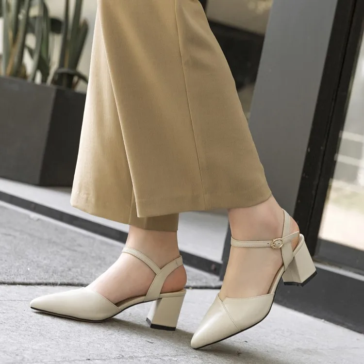 

Big Size9 10 11 12 Cusp high heels sandals women shoes woman summer ladies Pointed thin-banded sandals with thick heels