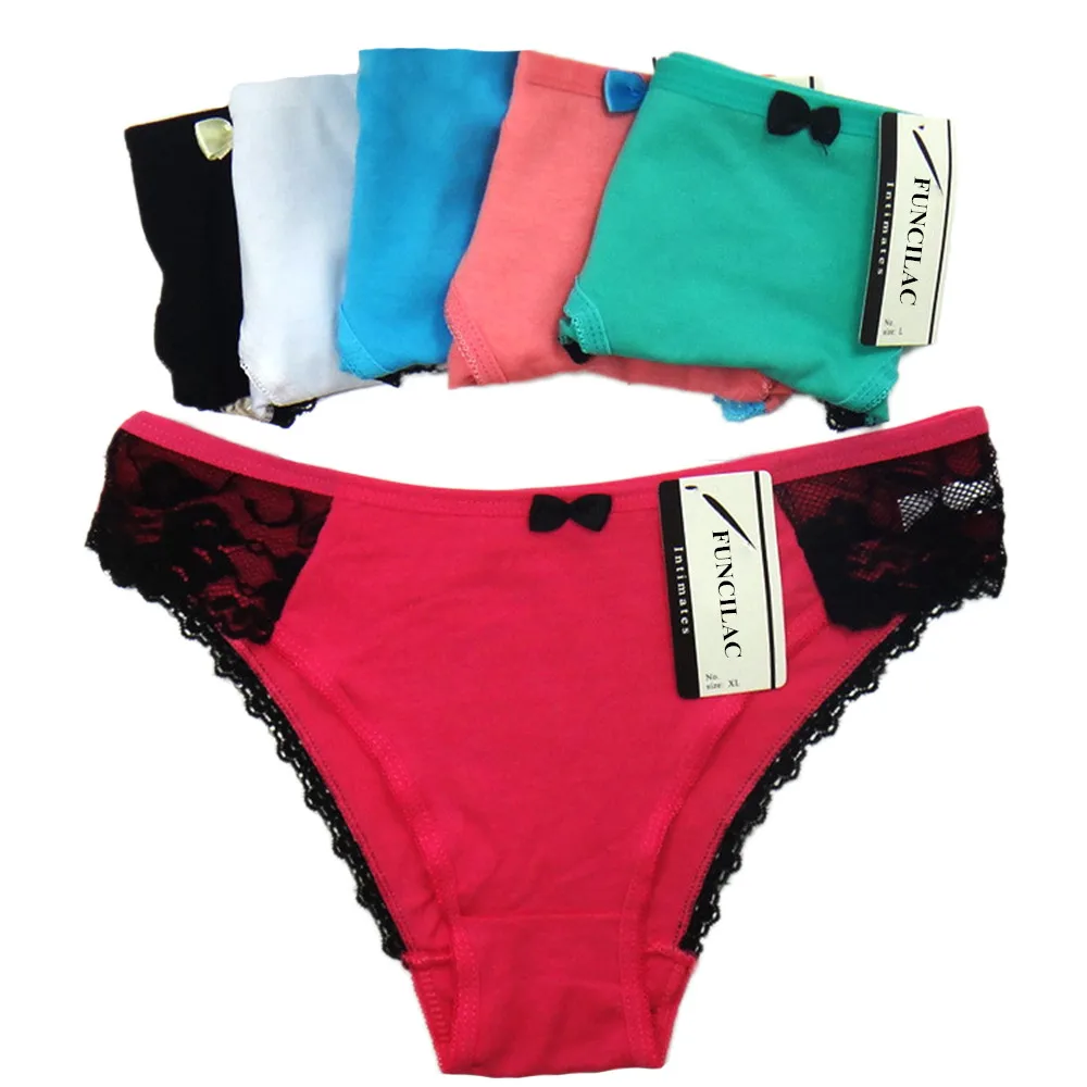 

FUNCILAC 5 Pcs/set Woman Underwear Women's Panties Sexy Cotton Lace Briefs Ladies Knickers Intimates Lingerie for Women