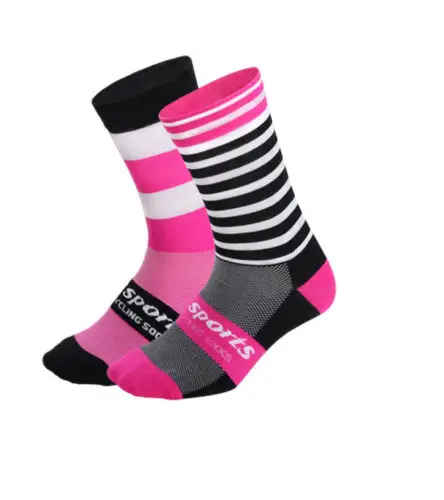 WOSAWE Мужские Женские велосипедные носки дышащие спортивные беговые футбольные баскетбольные велосипедные носки высокого качества S L - Цвет: black pink