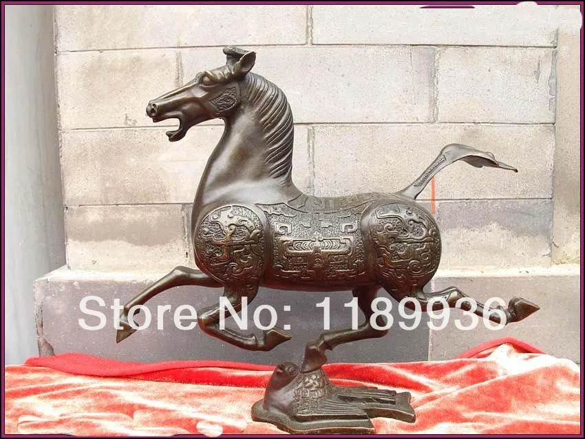 

9"china classic 100% Bronze art horse riding Flying swallow sculpture