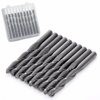 

10PCS Tungsten Carbide End Mill Cutter 1/8 inch Shank 2 Flute Carbide CNC Ball Nose End Milling Cutter Tool for Engraved Wood