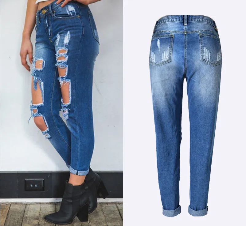 Джинсы с высокой талией женские сексуальные взрывные рваные Модные узкие джинсы сексуальные длинные растягивающиеся Джинсы бойфренда для женщин