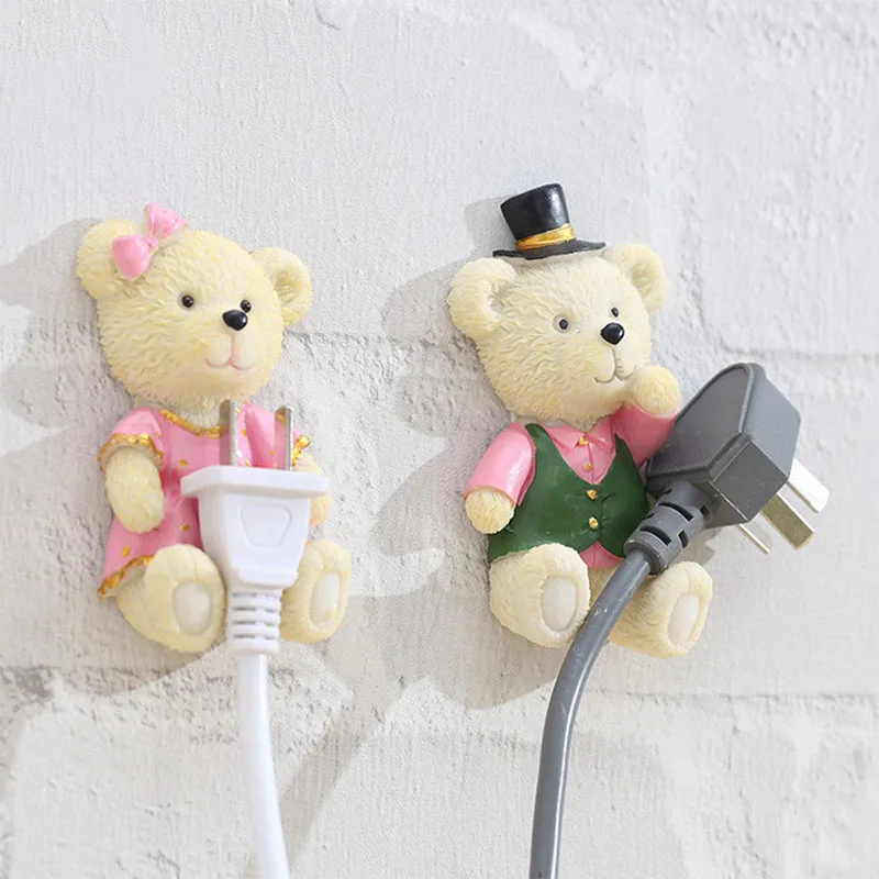

Creative Bear Strong Self Adhesive Wall Storage Hook Hanger Cartoon Kitchen Outlet Plug Holder Keys Sticky Towel Organizer