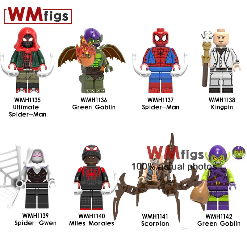 

Legoings Spide man Verse Single Marvel Movie Spider-Ham Miles Kingpin Venom Building Blocks Toys for children Kids birthday Gift