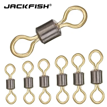 

JACKFISH fishing Connector copper swivel 50pcs/lot color 8 word Ball Bearing Swivel Solid Rings fishing gear fishing accessories