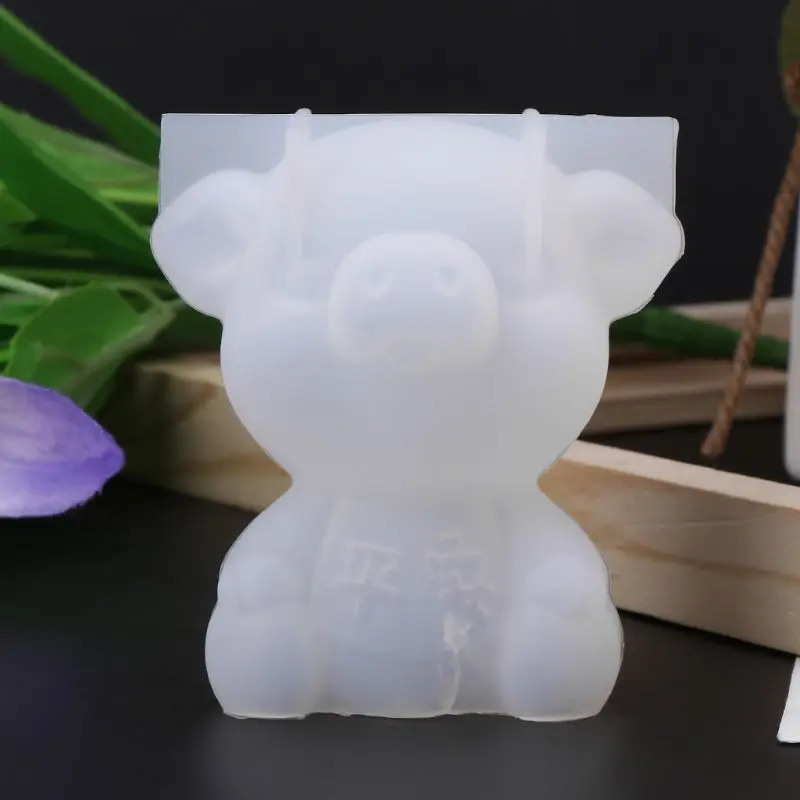 Силиконовая форма свинья милый 3D твердый поросенок год китайские слова счастливые формы DIY Инструменты из эпоксидной смолы Изготовление ювелирных изделий Торт помадка ручной работы