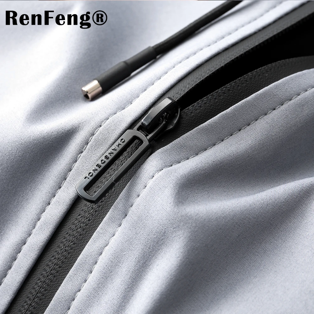 2018 Short trench coat men brand-clothing casual hooded mens overcoat quality Pockets windbreaker male coat black armygreen gray (11)