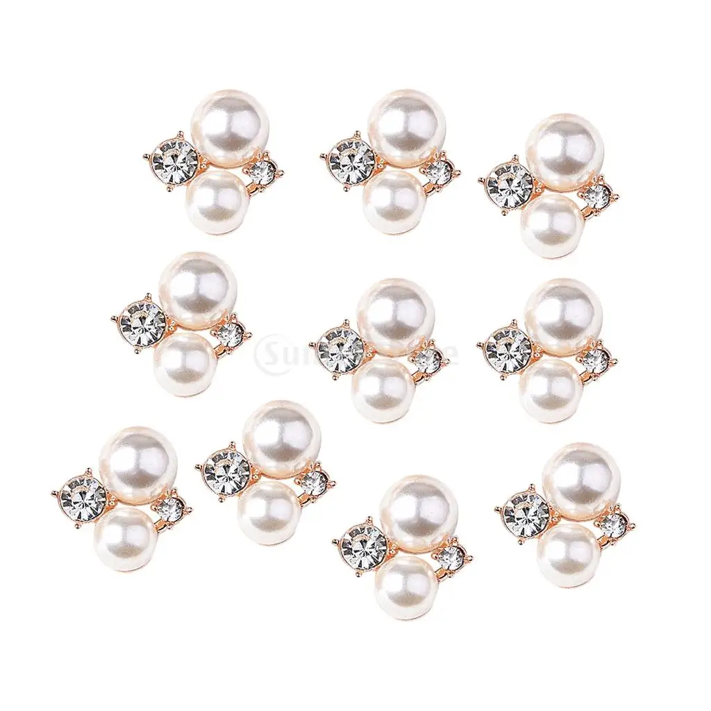 10x Alloy Fashion Crystal Flatback Jewelry Accessory Rhinestone Pearl Charms For Women Necklace Brooch Sewing Crafts Gift