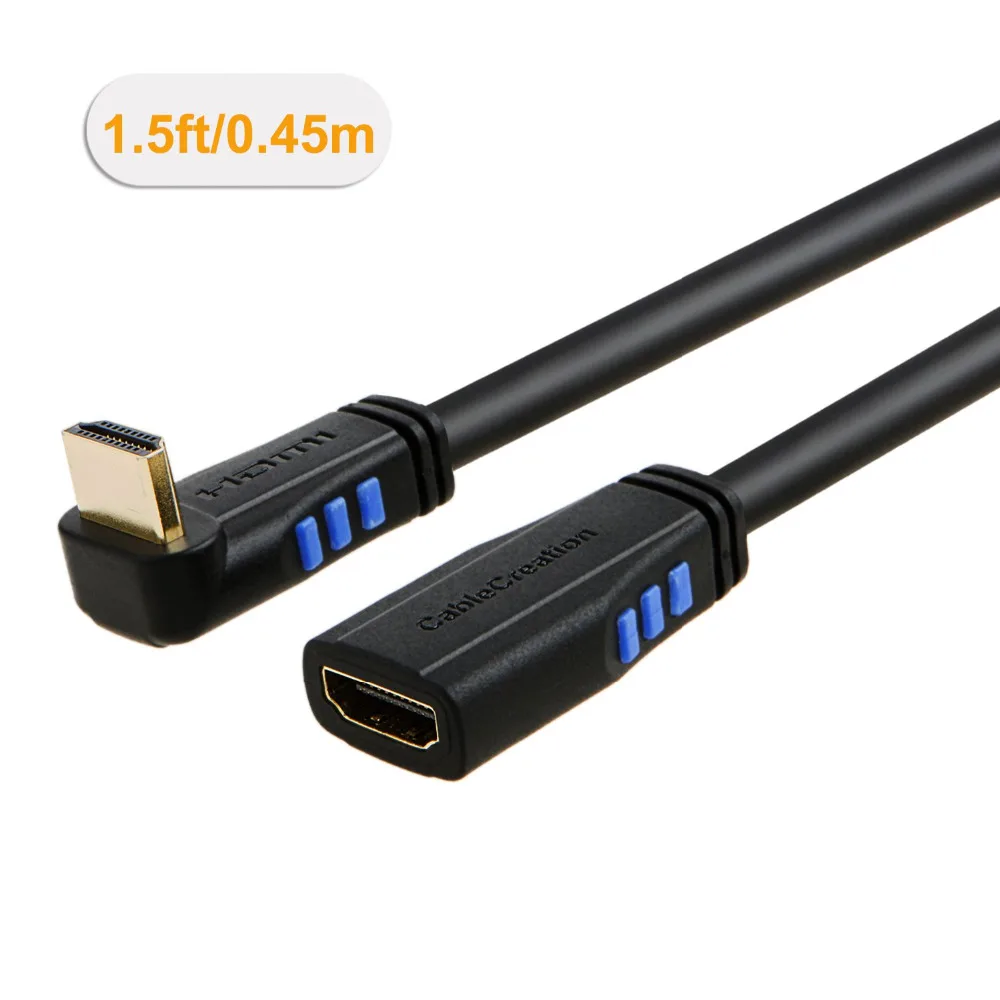 Удлинительный кабель, HDMI, кабель [2 шт.] вверх Угол HDMI 2,0 кабель+ вниз угол HDMI 2,0 кабель, 4K Ultra HD, черный