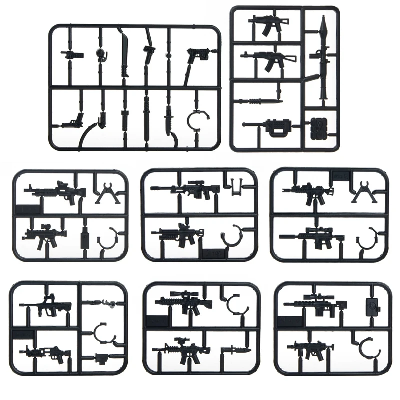 

10PCS WW2 Army Military Weapon AK Guns Mini RPG Model Building Blocks Figures Accessories Brick Toys for Children