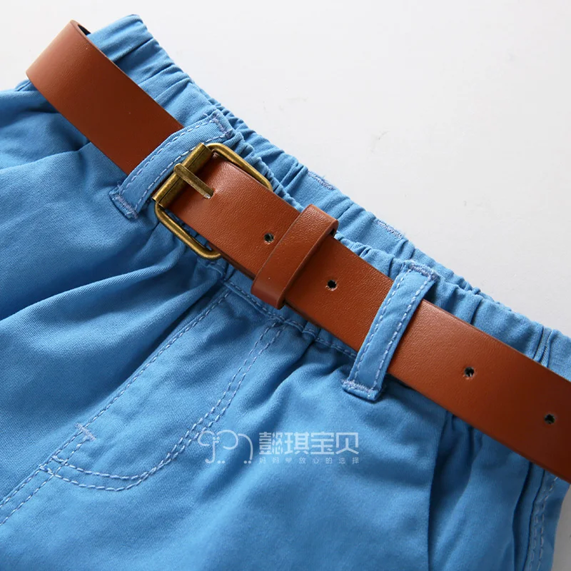 TomoKids детские шорты для мальчиков половинной длины брюки ремень детские летние, повседневные штаны