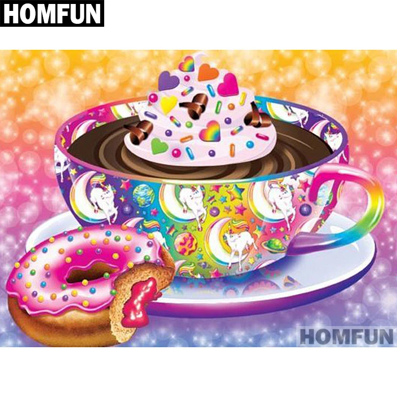 Алмазная 5D Вышивка HOMFUN A01528 кофейная чашка полноразмерная/круглая картина сделай
