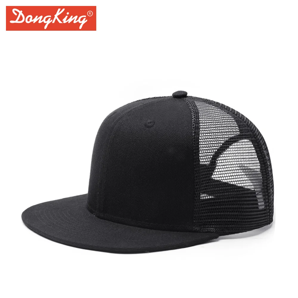 DongKing модная Кепка водителя грузовика Повседневная однотонная Snapback сетчатая Кепка s плоский козырек акриловая Меховая кепка индивидуальный подарок - Цвет: Black