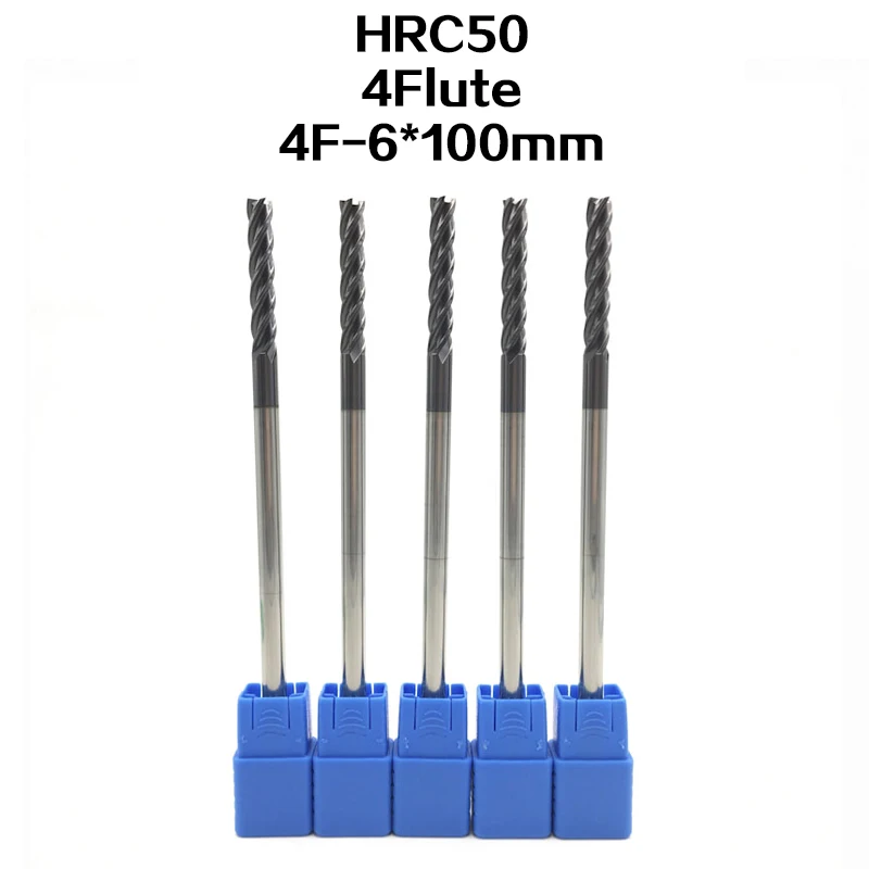 

5PCS 4F-D6*100L HRC50 carbide lathe cutting tool cnc Flatted End Mill 4 flute mill diameter 6mm milling machine Milling Cutter
