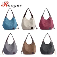 Женские холщовые сумки высокого качества, женские вместительные Сумки на одно плечо, винтажные одноцветные сумки с несколькими карманами, женские сумки