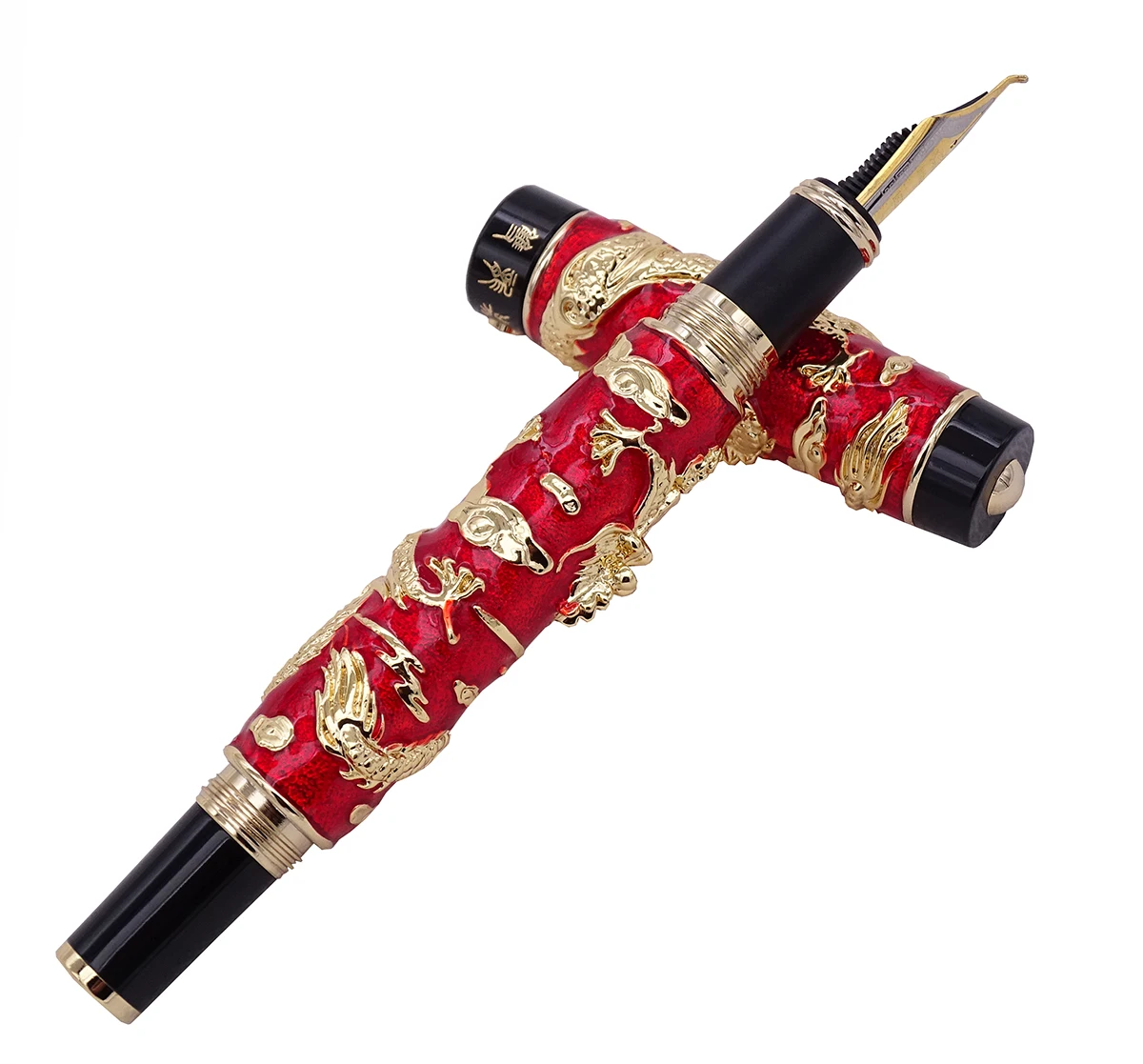 

Jinhao Cloisonne Double Dragon Fountain Pen Calligraphy Fude Bent Nib Advanced Craft Writing Gift Pen for Business Graduate