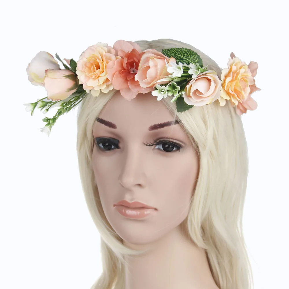 Тканевый цветок, повязка на голову для женщин свадебный венок богемный венок ленты гирлянда сладкий Couronne де Fleur невесты аксессуары для