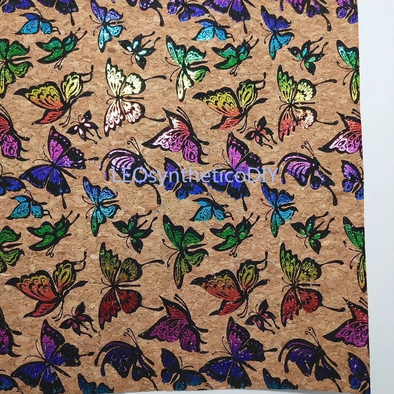 

1PC 21X29CM Synthetic Letaher, Cuero Sintetico Butterfly on Cork Leather For Making Bows Accessories LEOsyntheticoDIY T24B