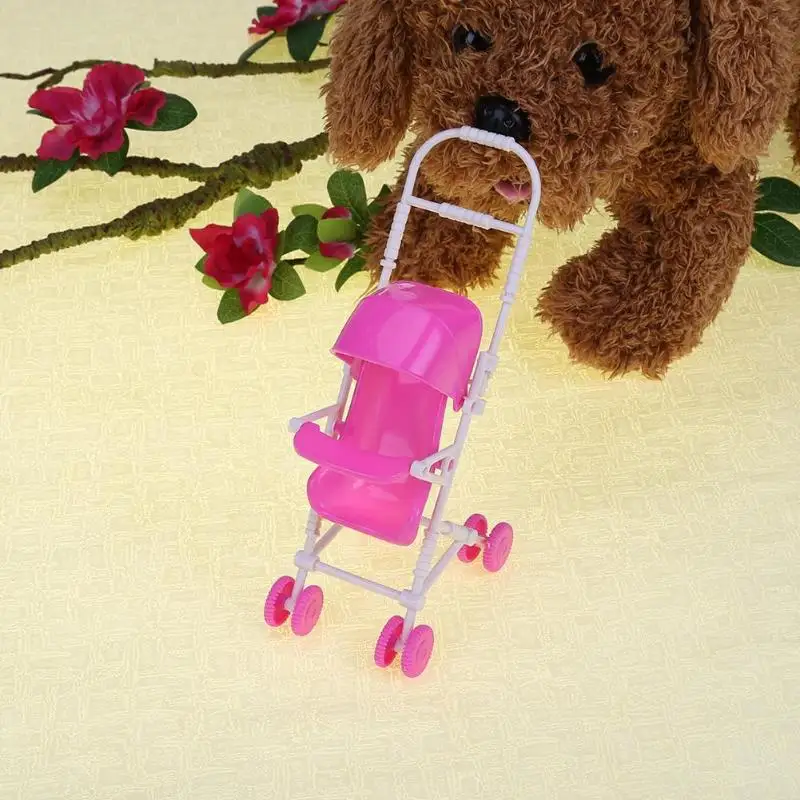 Розовая детская коляска для кукла-девочка игрушка для младенцев детская коляска тележка детская игрушка для кукол Барби мебель подарки для девочек
