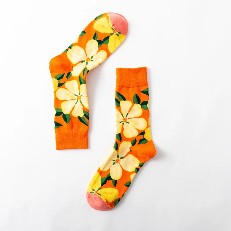 Moda sockmark/мужские Носки с рисунком собаки осьминога, цветов, растений, Kawaii, забавные счастливые носки, повседневные женские хлопковые чулки, для катания на коньках, Harajuku - Цвет: 50179