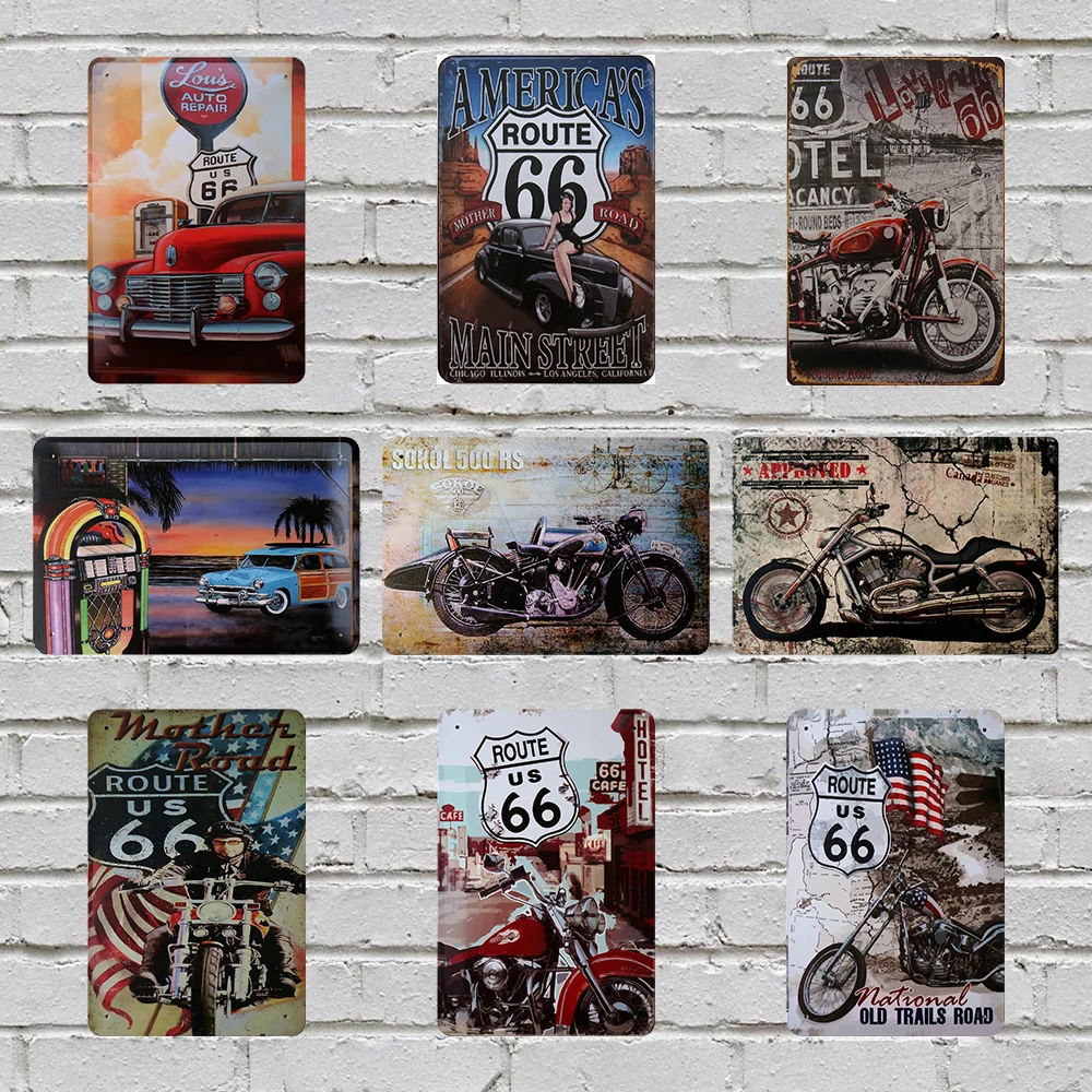 Route66 Plaque en metal 10 x 14 cm Old Trails Road