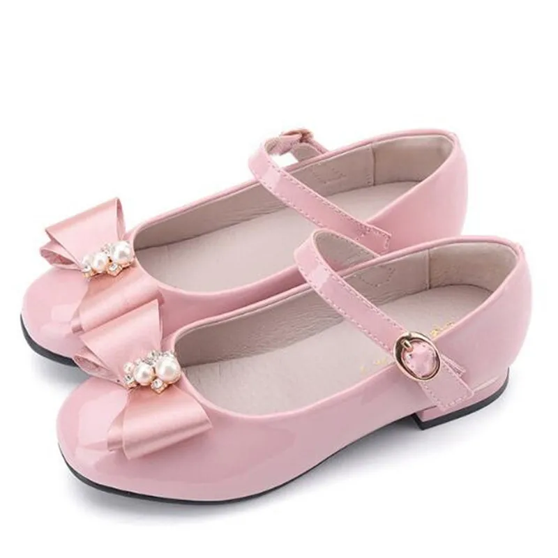 Новая модная кожаная женская обувь вечерние туфли принцессы на высоком каблуке, детская обувь для танцев, студенческие мокасины-лодочки для детей 04