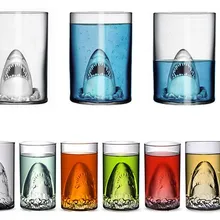 1 шт прозрачная стеклянная чашка Акула стекло вино молоко чай вода чашка для завтрака кружки двухслойная барная посуда для вина EJQ 1071
