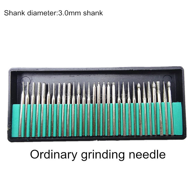 30PCS Diamond Drill Bits Set For Carving Engraving Card Grinding Tool Kit Burr Glass Tools Burs Wheel Abrasive Head With Box