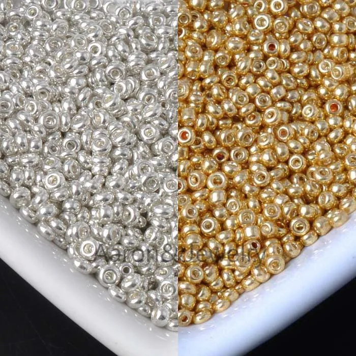 

2mm 1500 Pcs gold and silver Czech Glass Seed Spacer Beads For Jewelry Making BLUV02X