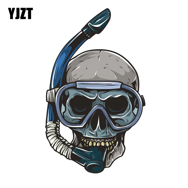 

YJZT 10CM*16.6CM Diving Skull Head Decal PVC Motorcycle Car Sticker 11-00691