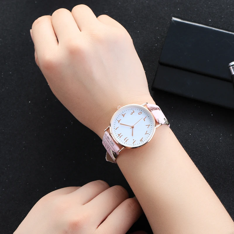 

Hot Sale Muslim Arabic Women Watches Ladies Casual Flower Printed Leather Watch Montre Femme Zegarek Damski Horloges Dames Saat