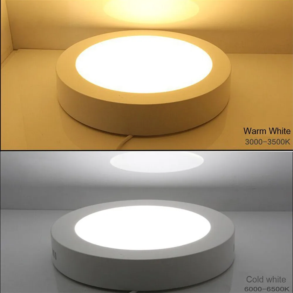 18W LED White Body Round Surface Mount Ceiling Panel Down Light Cool White 6500K Super Bright 