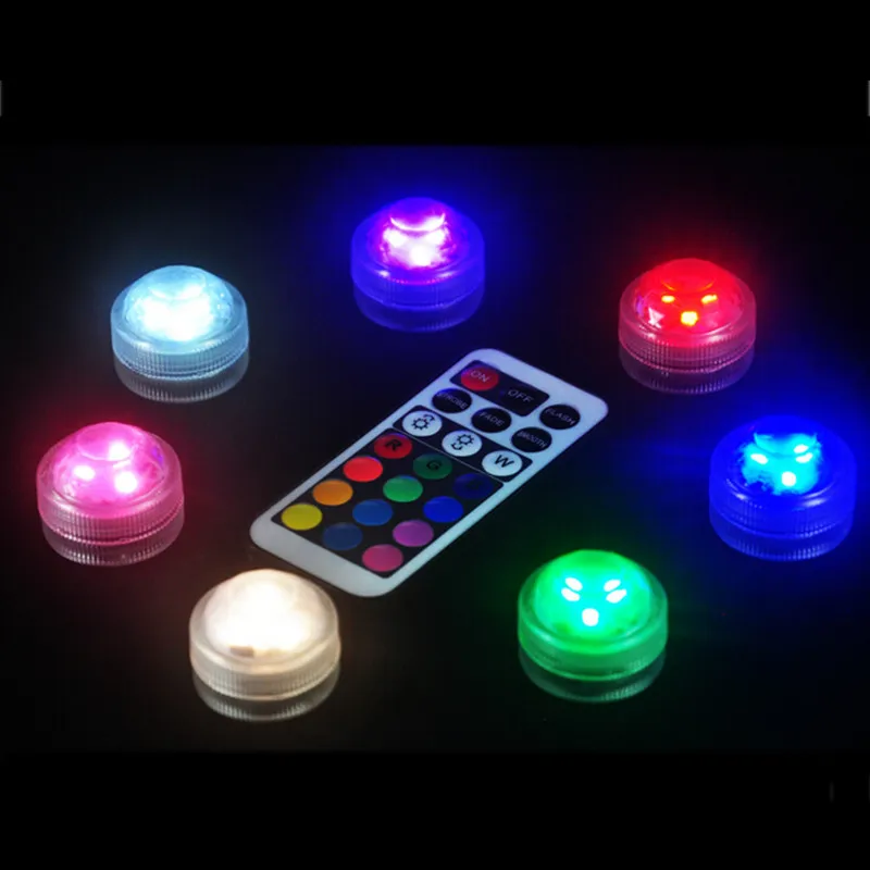 Диаметр 3 см RGB светодиодный светильник погружной лампы с 20 клавишами подсветка для выключателей 13 цветов Изменение подводной лампы для ваза вечерние украшения