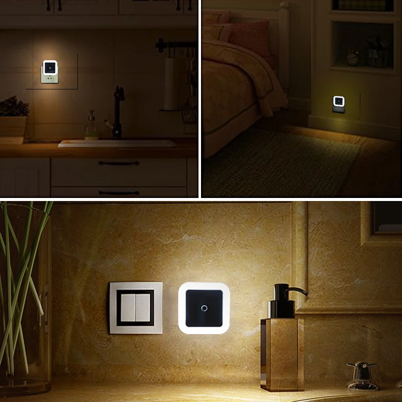 Plug-in Auto Light Sensor Control LED Night Light Lamp For Bedroom Kitchen Decor 
