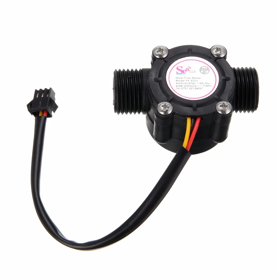 1pc 1/2`` Hall Water Flow Sensor Control Effect Flowmeter Flow Mesuring Tool 1-30L/min For Arduino