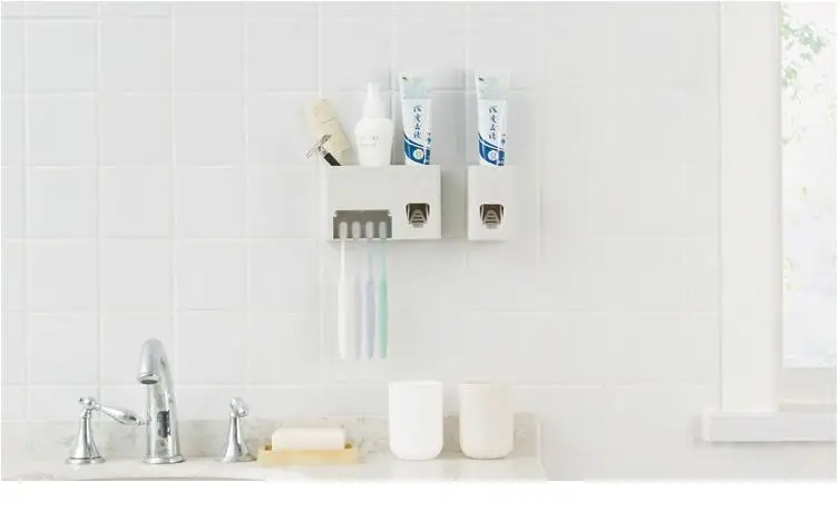 

1PC Hot Sale Automatic Toothpaste Dispenser Family Toothbrush Holder set High Quality Bathroom Sets LF 252