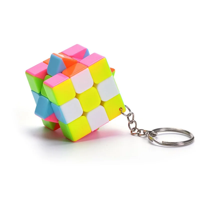 

Car Keyring with 3x3x3 Magic Puzzle Cube 35mm Fidget Cube Key Chain Auto Keychain Car-styling Key Ring with Adult Education Toy