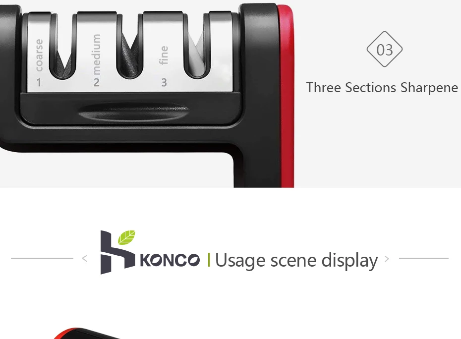 KONCO 3-в-1 шеф-повар точилка для ножей, 3-ступенчатый заточка Системы с Non-slip база, Ножи ремонт, восстановление и польских лезвий