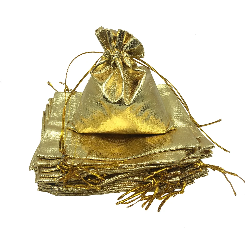 1000 Pcs Silver Gold Jewelry Bags Metallic Foil Drawstring Pouches Gift