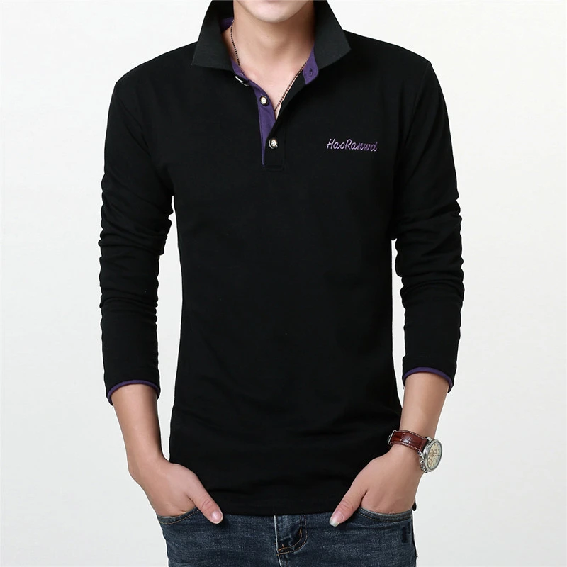 

2019 Men High quality POLO Shirt Long Sleeve Casual pure Cotton Man slim Fit POLO Shirts Autumn Winter Fitness Male Pullover