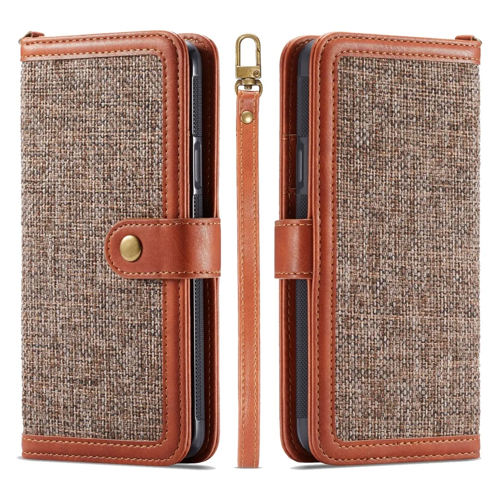 

2019 Vintage Jeans Canvas Leather Case For Samsung S9 S8 Plus Wallet Flip Case for Samsung Galaxy Note9 Note8 Case Cowboy Style