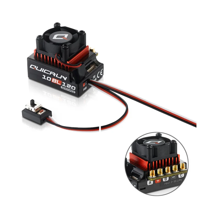 

1PC QUICRUN-10BL120-SENSORED ESC 120A Brushless ESC 2S-3S Lipo Speed Controller for 1/10 1/12 RC Cars Spare Parts
