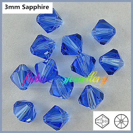 

Free Shipping! 720pcs/Lot, AAA Chinese Top Quality 3mm Sapphire Crystal Bicone Beads