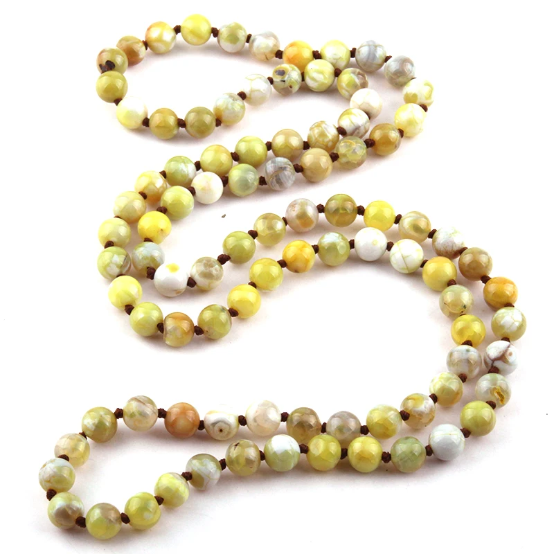 Модные полудрагоценные камни 8 цветов Агат Длинные завязанные бусы ожерелье